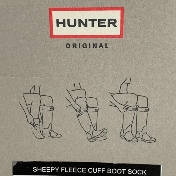 Hunter Black Sheepy Fleece Cuff Boot Sock NIB Sz L - Picture 6 of 6